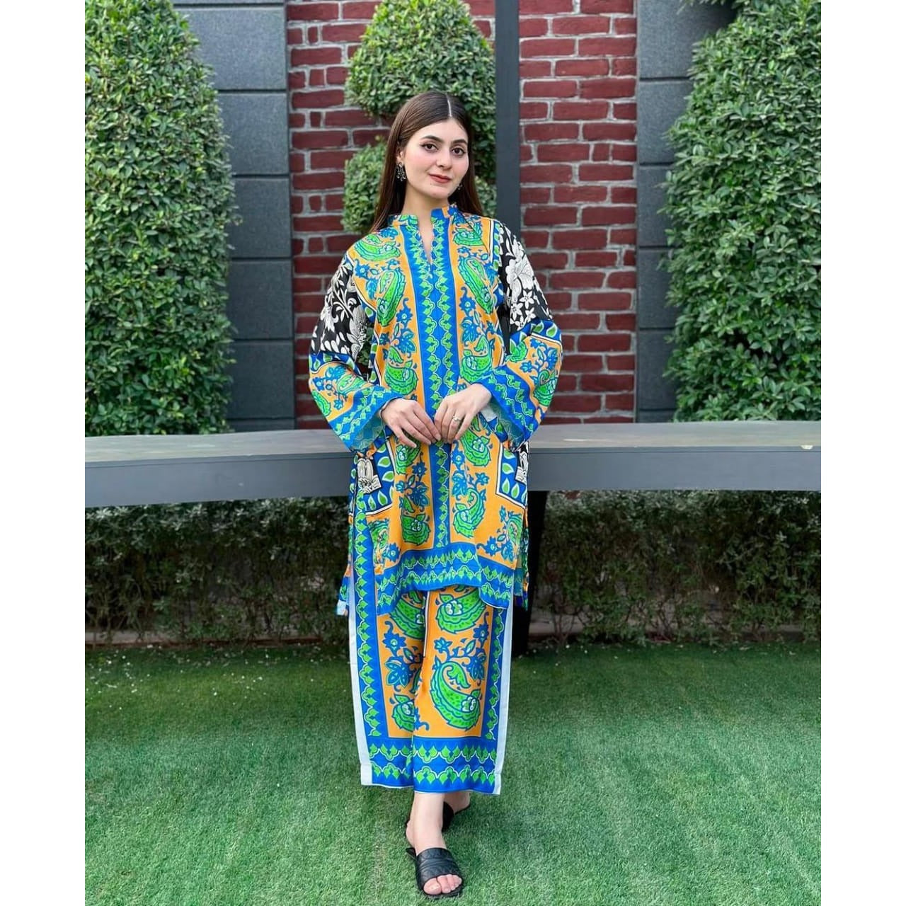 Stylish Women's Stitched Shirt And Trouser Set - Printed Design - 2 Pcs