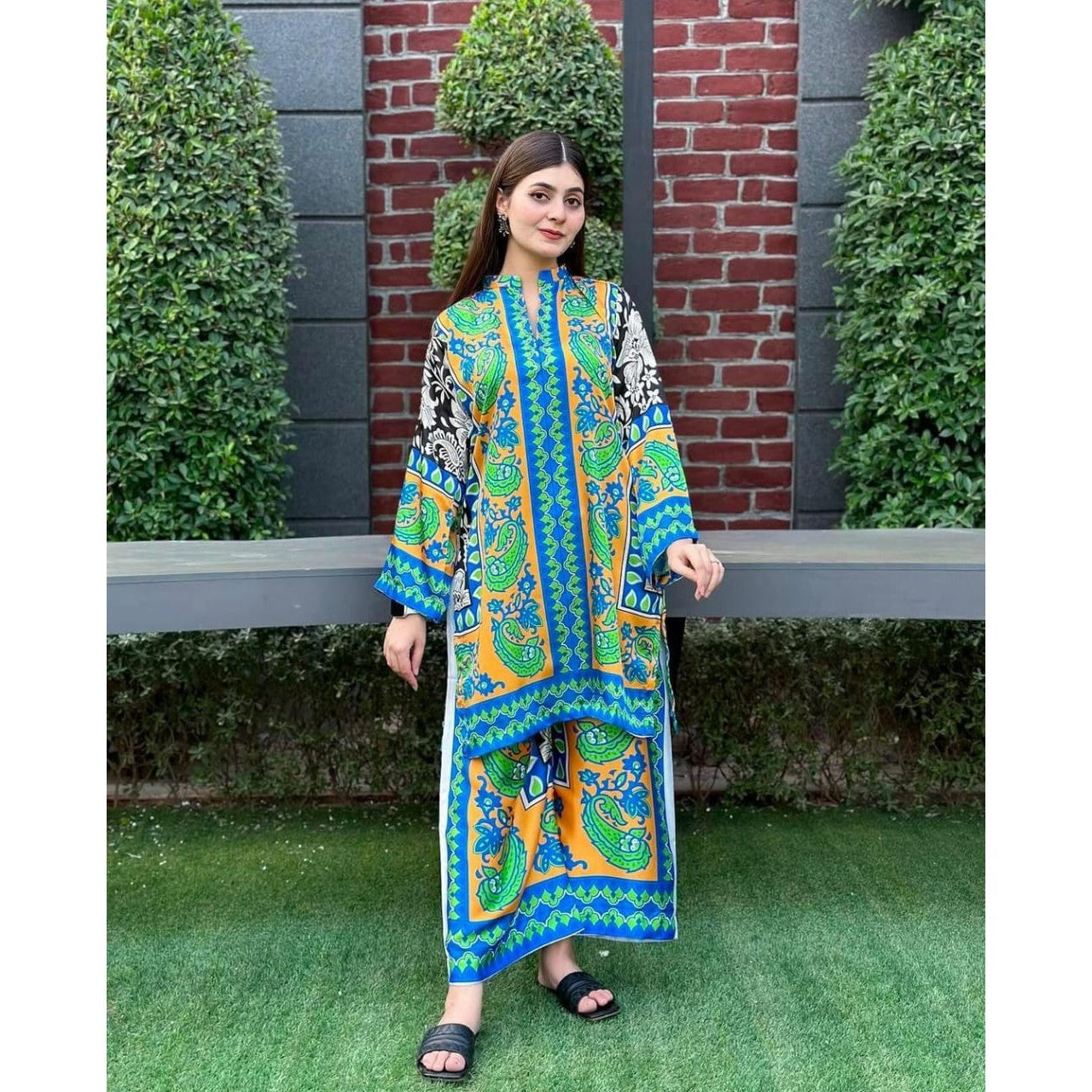 Stylish Women's Stitched Shirt And Trouser Set - Printed Design - 2 Pcs