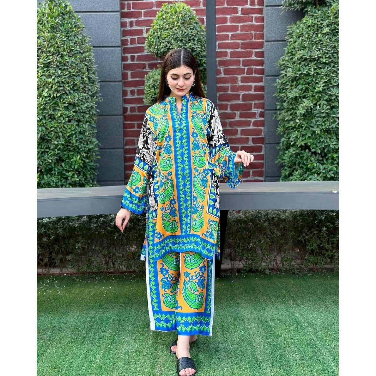 Stylish Women's Stitched Shirt And Trouser Set - Printed Design - 2 Pcs