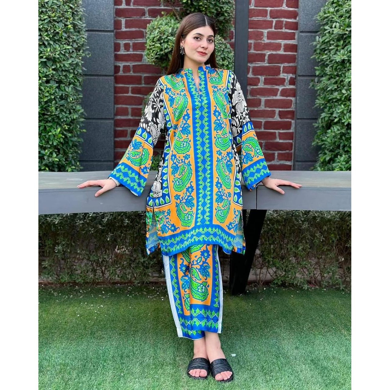 Stylish Women's Stitched Shirt And Trouser Set - Printed Design - 2 Pcs