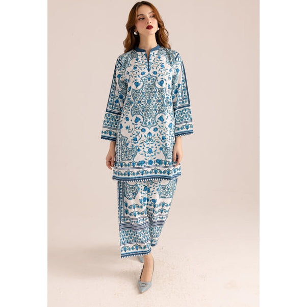 Printed Grip Silk Shirt And Trouser Set - 2 Pcs for Women