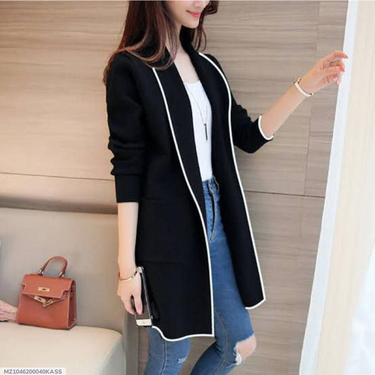 1 PC Women's Stitched Fleec Plain Lapel Coat