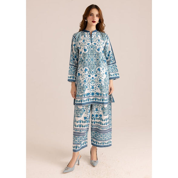 Printed Grip Silk Shirt And Trouser Set - 2 Pcs for Women