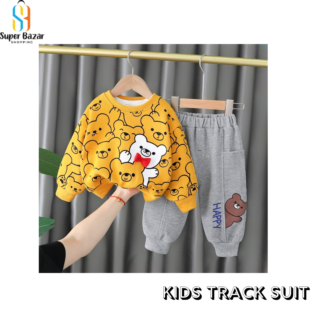 Yellow Bears Print Sweatshirt With Trouser For Kids (RX-229) - Super Bazar Shopping 