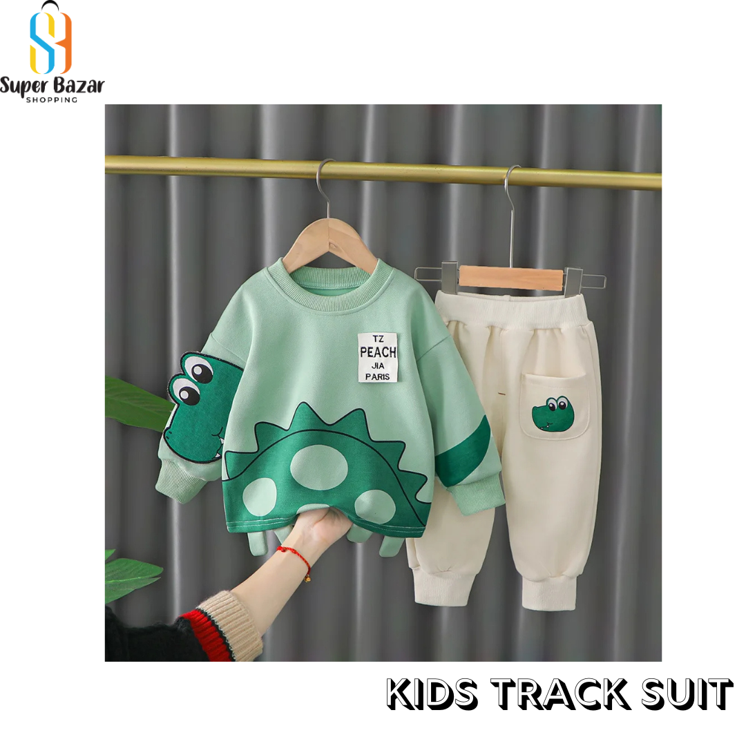 Green Dino Print Sweatshirt With Trouser For Kids (RX-225) - Super Bazar Shopping 