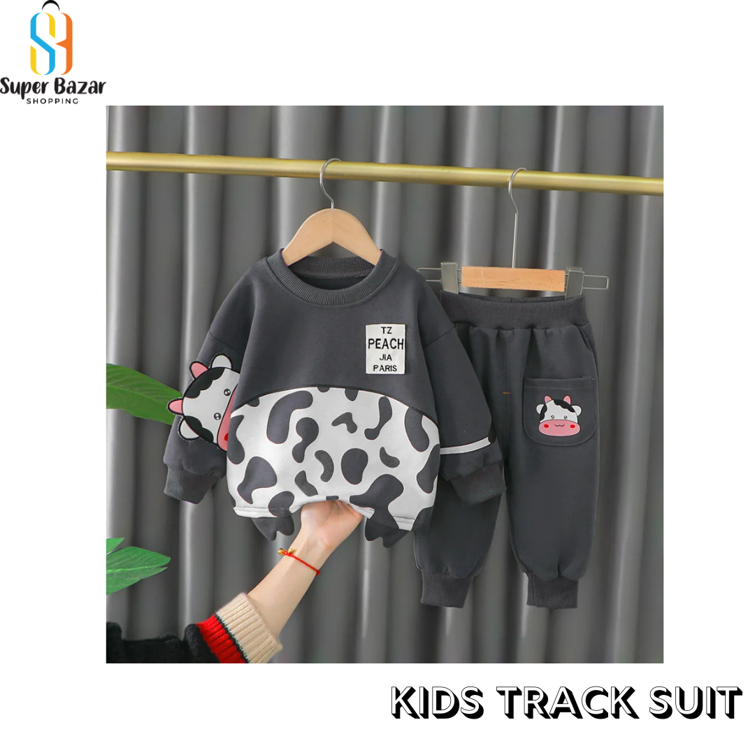 Black And White Cow Print Sweatshirt With Trouser For Kids (RX-224) - Super Bazar Shopping 