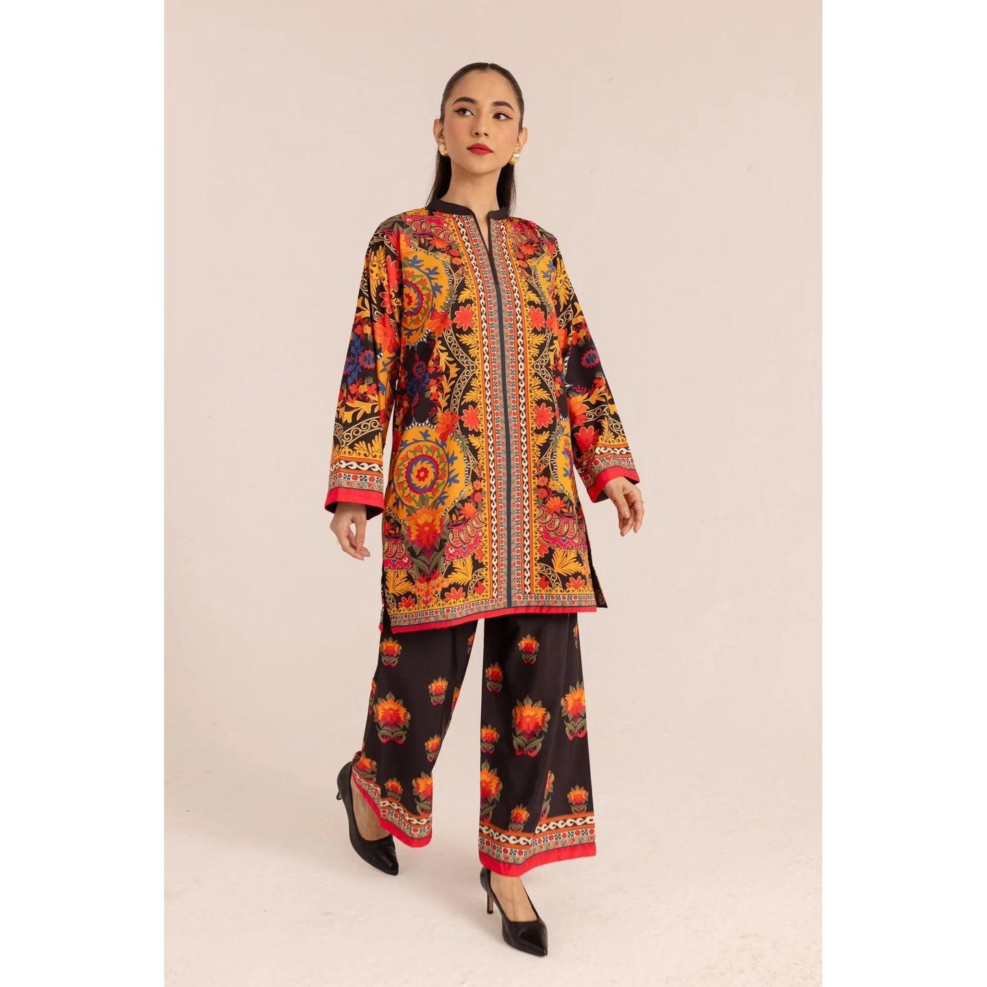 Stunning Printed Women's Stitched Shirt And Trouser Set - 2 Pcs