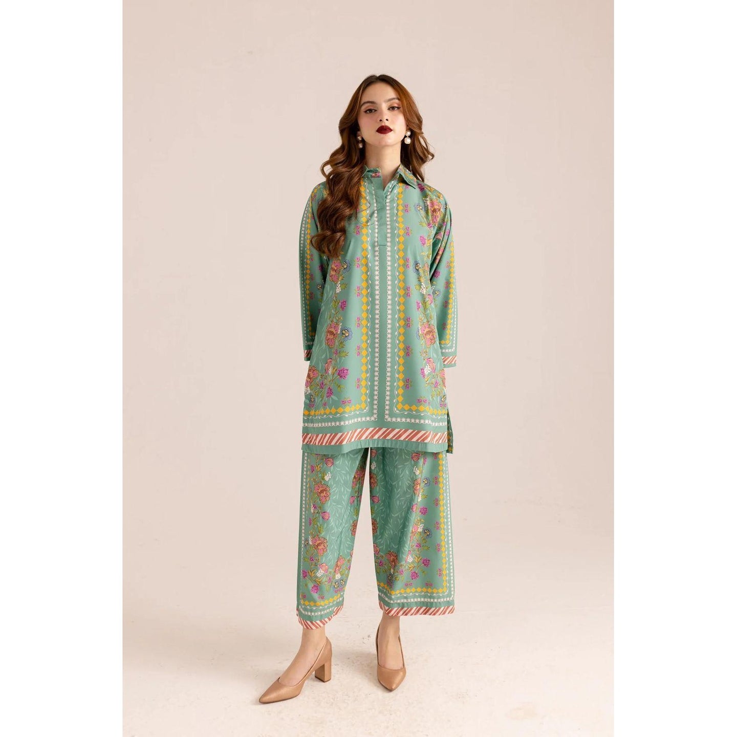 Stylish Women's Stitched Printed Shirt and Trouser Set - 2 Pcs