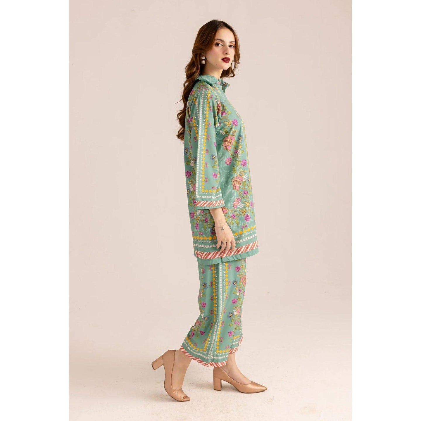 Stylish Women's Stitched Printed Shirt and Trouser Set - 2 Pcs