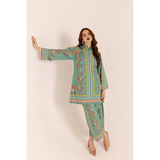 Stylish Women's Stitched Printed Shirt and Trouser Set - 2 Pcs