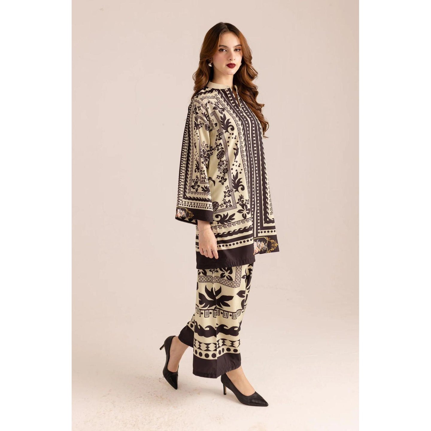 Stylish Printed Shirt and Trouser Set - 2 Pcs Women's Stitched Outfits