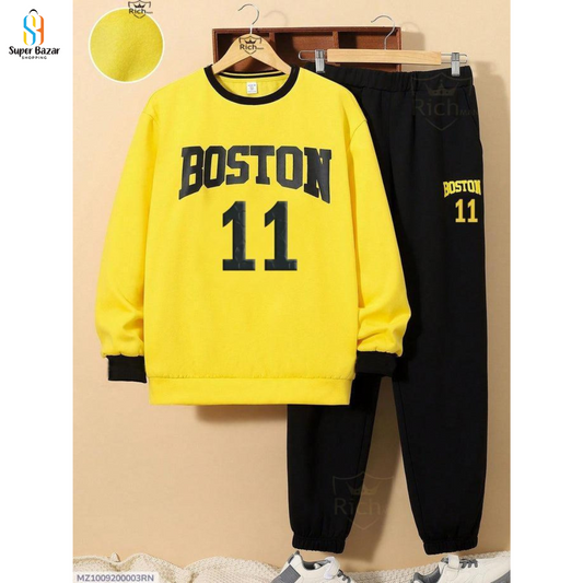 2 Pcs Unisex Fleece Printed Sweat Shirt Track Suit