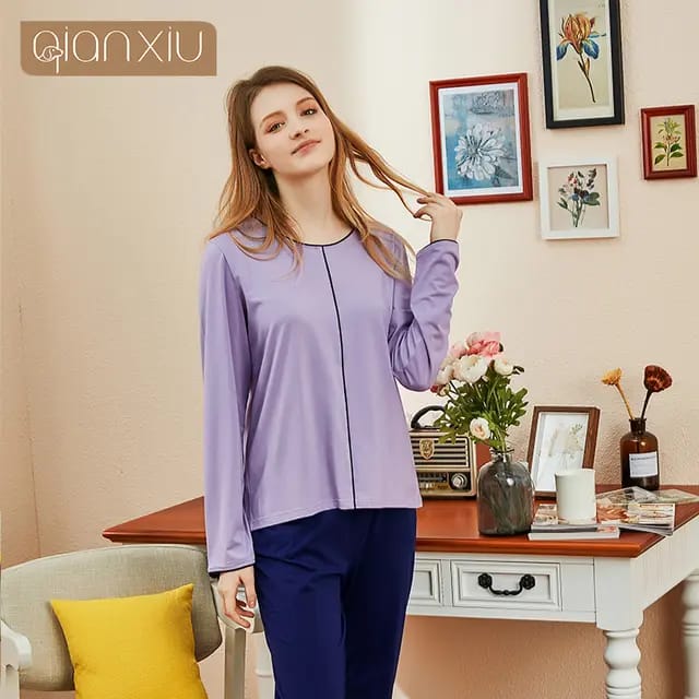 Purple Round Neck Front Lining T-shirt With Plazzo Suit (RX-110) - Super Bazar Shopping 